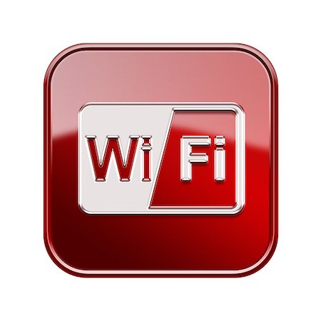 symbols in computers wifi - WI-FI icon glossy red, isolated on white background Stock Photo - Budget Royalty-Free & Subscription, Code: 400-06911063