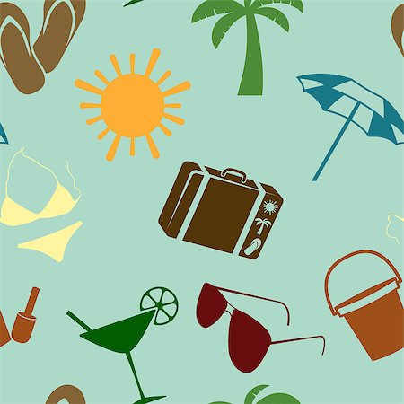 simsearch:400-07324083,k - Summer and beach seamless pattern. Vector illustration Stock Photo - Budget Royalty-Free & Subscription, Code: 400-06911188