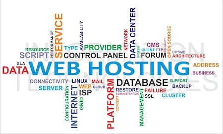 A word cloud of web hosting related items Foto de stock - Super Valor sin royalties y Suscripción, Código: 400-06911383