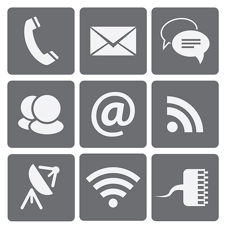 Set of modern communication signs and icons. Vector illustration Stock Photo - Budget Royalty-Free & Subscription, Code: 400-06911399