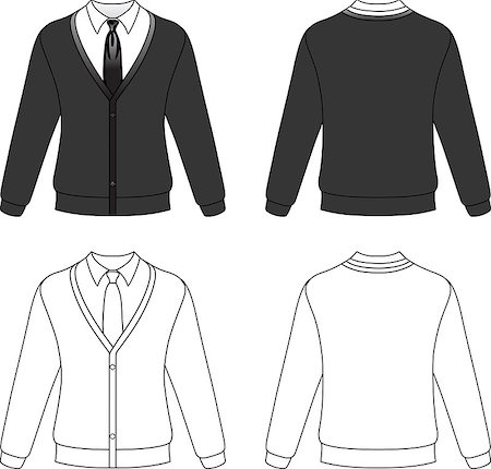 simsearch:400-06848821,k - Template outline illustration of a blank man cardigan with necktie Stock Photo - Budget Royalty-Free & Subscription, Code: 400-06911440