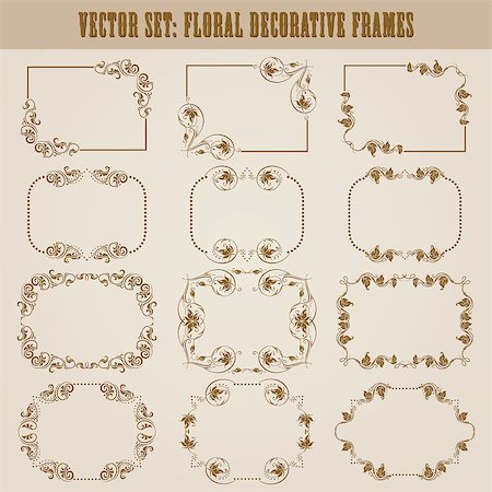 simsearch:400-05911971,k - Vector set of decorative ornate frame with floral elements for invitations. Page decoration. Stock Photo - Budget Royalty-Free & Subscription, Code: 400-06911493