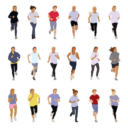 simsearch:400-07924838,k - Collection of running silhouettes, teenagers, boys and girls. Foto de stock - Super Valor sin royalties y Suscripción, Código: 400-06911511