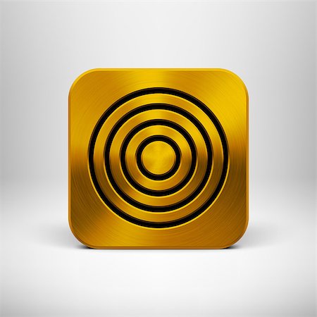 simsearch:400-06751679,k - Technology app icon (button) template with gold metal texture (chrome, silver, steel, bronze), shadow and light background for user interfaces (UI), applications (apps) and business presentations. Stockbilder - Microstock & Abonnement, Bildnummer: 400-06911723