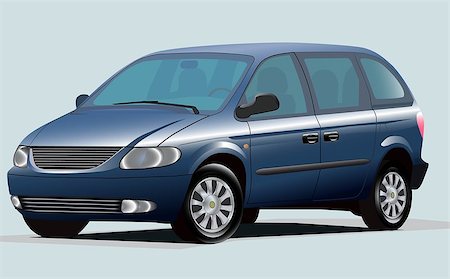 Isolated Graphic Illustration Of Modern Blue Minivan Stock Photo - Budget Royalty-Free & Subscription, Code: 400-06911777