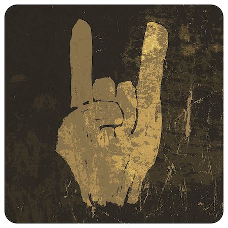 Grunge "rock on" gesture. Vector Stock Photo - Budget Royalty-Free & Subscription, Code: 400-06911985