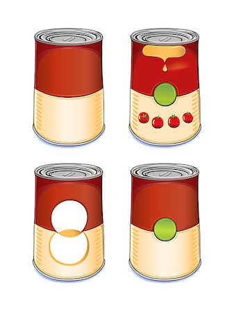 Template tin can tomato soup isolated on white background. Created in Adobe Illustrator. Image contains gradients and gradient meshes. EPS 8. Stock Photo - Budget Royalty-Free & Subscription, Code: 400-06912044