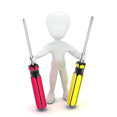A Colourful 3d Rendered Illustration of a Worker with Screwdrivers Stock Photo - Budget Royalty-Free & Subscription, Code: 400-06912138