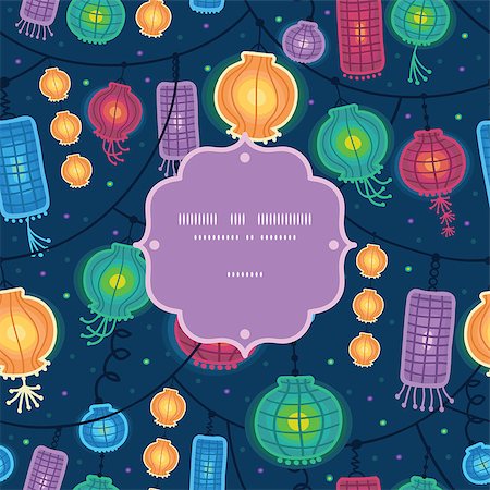 Vector glowing lanterns frame seamless pattern background with Chinese hanging lamps. Stock Photo - Budget Royalty-Free & Subscription, Code: 400-06912167