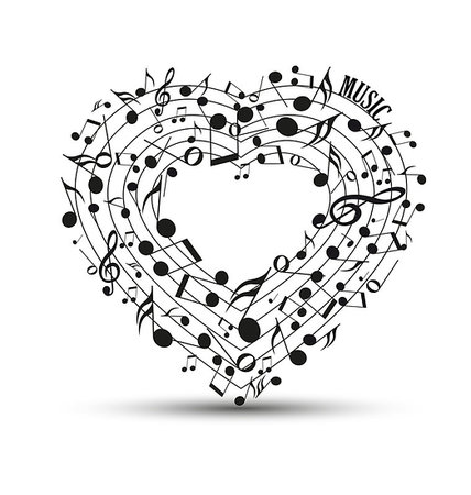 Decoration of musical notes in the shape of a heart Stock Photo - Budget Royalty-Free & Subscription, Code: 400-06912214