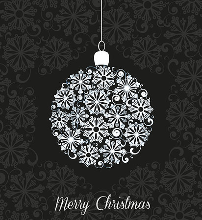 white Christmas ball on black background Stock Photo - Budget Royalty-Free & Subscription, Code: 400-06912210