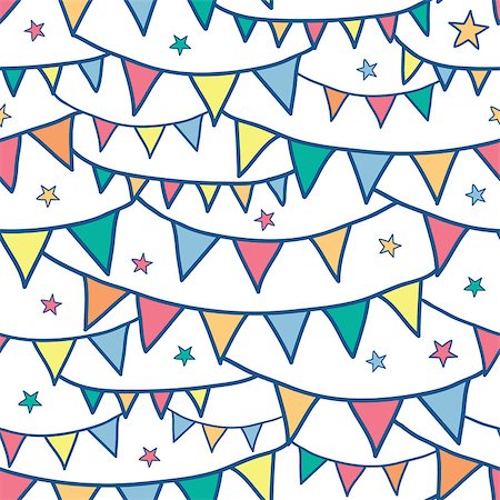 party banner - Vector colorful doodle bunting flags seamless pattern background with hand drawn elements Stock Photo - Budget Royalty-Free & Subscription, Code: 400-06912551