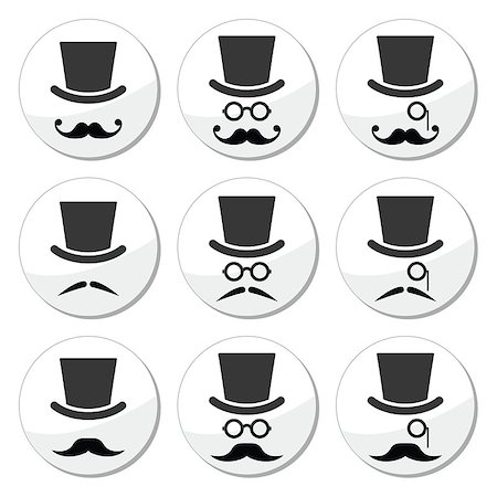 Senior, gentleman with mustache and glasses labels isolated on white Stock Photo - Budget Royalty-Free & Subscription, Code: 400-06912596