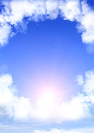 photo frame in heaven - Blue sky with a frame from white clouds Stock Photo - Budget Royalty-Free & Subscription, Code: 400-06912670