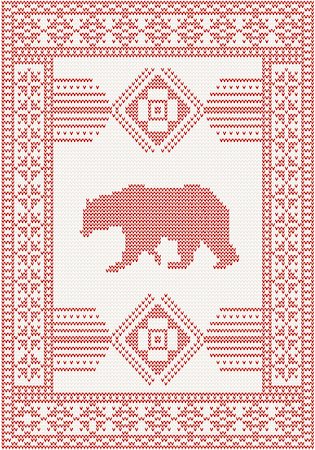 simsearch:400-07107883,k - knitted pattern with bear and beautiful ornament Foto de stock - Super Valor sin royalties y Suscripción, Código: 400-06912710