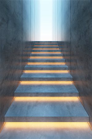 modern minimalism style stairs with night lighting Stock Photo - Budget Royalty-Free & Subscription, Code: 400-06912777