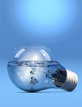 simsearch:659-06901653,k - Incandescent light bulb filled with liquid on blue background Stock Photo - Budget Royalty-Free & Subscription, Code: 400-06912955
