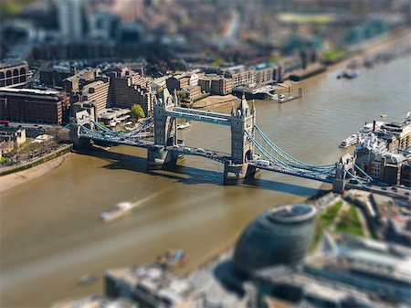 southwark - Tower Bridge and London City Hall aerial view, tilt-shift effect, England, UK Stock Photo - Budget Royalty-Free & Subscription, Code: 400-06913007