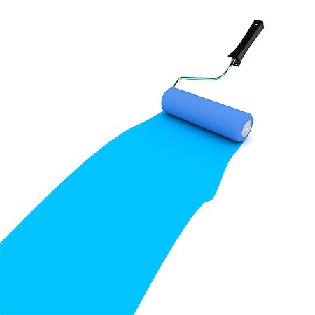 paint line brushes - A Colourful 3d Rendered Blue Paint Roller Stock Photo - Budget Royalty-Free & Subscription, Code: 400-06913299