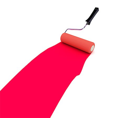 paint line brushes - A Colourful 3d Rendered Red Paint Roller Stock Photo - Budget Royalty-Free & Subscription, Code: 400-06913300