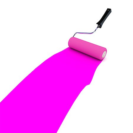 paint line brushes - A Colourful 3d Rendered Purple Paint Roller Stock Photo - Budget Royalty-Free & Subscription, Code: 400-06913301