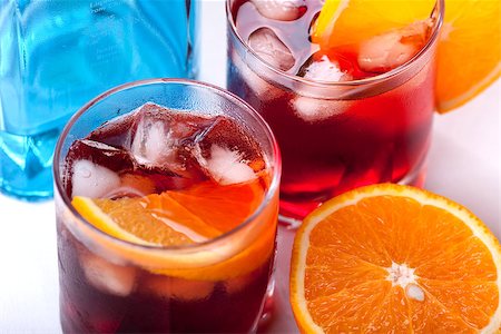 Americano and Negroni cocktails with orange Stock Photo - Budget Royalty-Free & Subscription, Code: 400-06913327