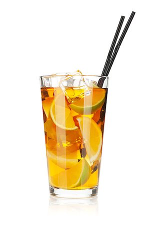 frozen glass nobody - Glass of ice tea with lemon and lime. Isolated on white background Stock Photo - Budget Royalty-Free & Subscription, Code: 400-06913351