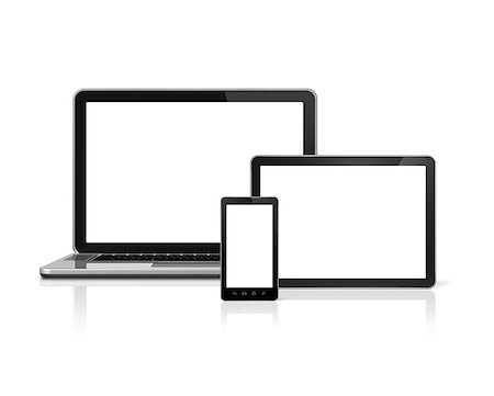 simsearch:693-06403525,k - 3D laptop, mobile phone and digital tablet pc - isolated on white with clipping path Photographie de stock - Aubaine LD & Abonnement, Code: 400-06913647