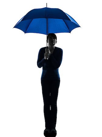 silhouette girl with umbrella - one caucasian woman holding umbrella  pouting in silhouette studio isolated on white background Stock Photo - Budget Royalty-Free & Subscription, Code: 400-06913725