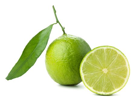simsearch:400-05128284,k - Fresh lime with green leaf. Isolated on white Foto de stock - Super Valor sin royalties y Suscripción, Código: 400-06913943