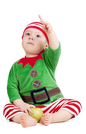 simsearch:400-07088886,k - Small baby in santa suit with apple. Isolated on white Stock Photo - Budget Royalty-Free & Subscription, Code: 400-06924441