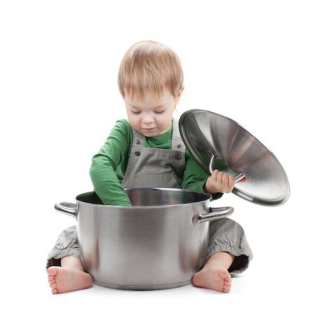 Baby cooking. Isolated on white background Stock Photo - Budget Royalty-Free & Subscription, Code: 400-06924471