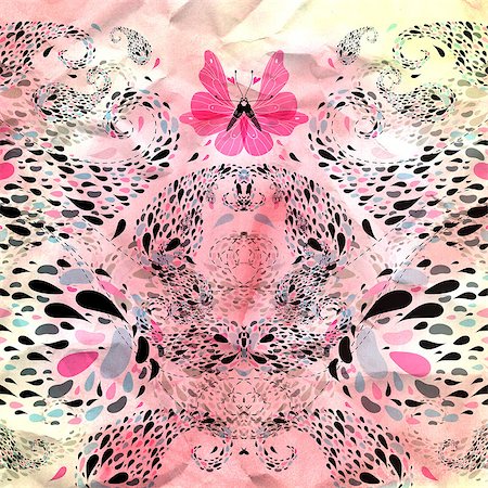 simsearch:400-08097865,k - bright colorful floral ornamental pattern on a watercolor background with butterflies Foto de stock - Super Valor sin royalties y Suscripción, Código: 400-06925325