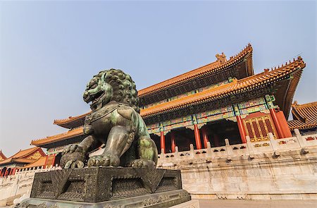 simsearch:400-07105523,k - Chinese lion in the forbidden city in Beijing. Stock Photo - Budget Royalty-Free & Subscription, Code: 400-06926149