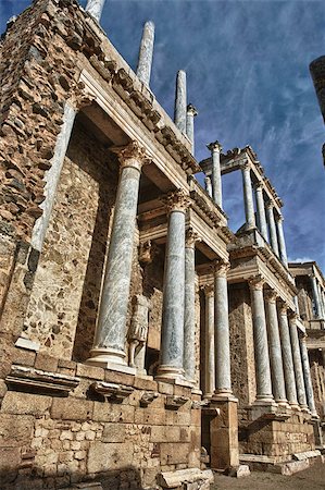 Roman theatre, located in the archaeological ensemble of Merida, one of the largest and most extensive archaeological sites in Spain Stock Photo - Budget Royalty-Free & Subscription, Code: 400-06926353