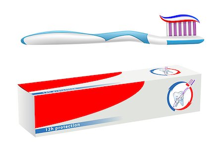 toothbrush and toothpaste on white background, gradient mesh used Photographie de stock - Aubaine LD & Abonnement, Code: 400-06926521