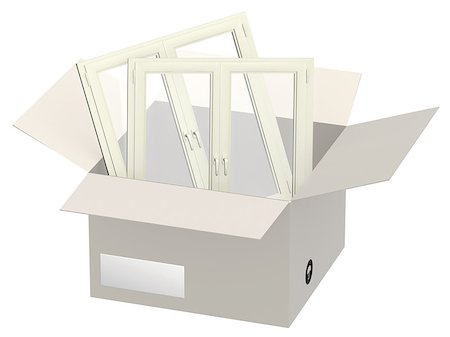 simsearch:400-04285690,k - Window frames in an open box. Isolated over white Stock Photo - Budget Royalty-Free & Subscription, Code: 400-06926751