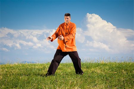 A man doing Qi-Gong in the green nature Photographie de stock - Aubaine LD & Abonnement, Code: 400-06926894