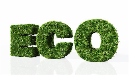 simsearch:400-06928460,k - eco word composed from letters that are covered by grass and flowers, on a white background Stock Photo - Budget Royalty-Free & Subscription, Code: 400-06927404
