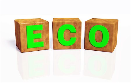 simsearch:400-06928460,k - eco word composed from green letters on cubes made of wood, placed in rounded position on a white background Stock Photo - Budget Royalty-Free & Subscription, Code: 400-06927405