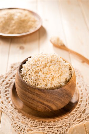 simsearch:400-05744487,k - India organic basmati brown rice in wooden bowl on dining table. Stock Photo - Budget Royalty-Free & Subscription, Code: 400-06927760