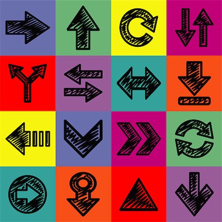 simsearch:400-06928128,k - Hand drawn arrows in colorful rectangles Stockbilder - Microstock & Abonnement, Bildnummer: 400-06928120