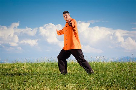 A man doing Qi-Gong in the green nature Photographie de stock - Aubaine LD & Abonnement, Code: 400-06928243