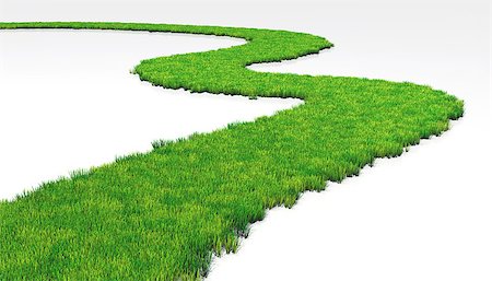 simsearch:400-06928460,k - a path made of lawn that grows in a white ground, winds in a white background Stock Photo - Budget Royalty-Free & Subscription, Code: 400-06928464