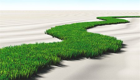 simsearch:400-03976229,k - a path made of lawn that grows in a desert of sand, winds toward a unknown destination in a sunny day Photographie de stock - Aubaine LD & Abonnement, Code: 400-06928462