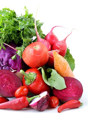 simsearch:400-06429494,k - assorted different red vegetable (tomato, pepper, chili, carrots, beets, cabbage, radishes) Stock Photo - Budget Royalty-Free & Subscription, Code: 400-06929035