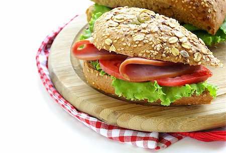simsearch:400-06929032,k - sandwich of wholemeal bread with ham and tomatoes Stock Photo - Budget Royalty-Free & Subscription, Code: 400-06929032