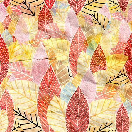 seamless pattern of colorful autumn leaves Stock Photo - Budget Royalty-Free & Subscription, Code: 400-06929079