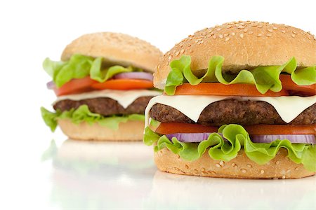 simsearch:400-07167126,k - Two fresh burgers. Isolated on white background Stockbilder - Microstock & Abonnement, Bildnummer: 400-06920084