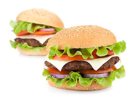 simsearch:400-06513131,k - Two fresh burgers. Isolated on white background Stock Photo - Budget Royalty-Free & Subscription, Code: 400-06920082